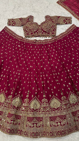 Magenta Malai Silk Lehenga Set ClothsVilla