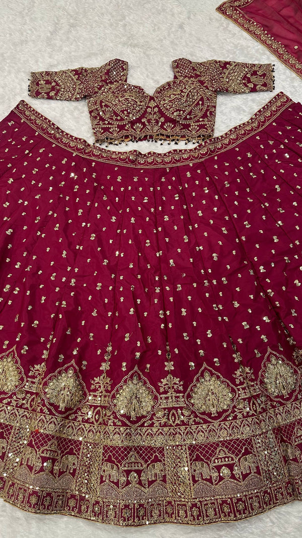 Magenta Malai Silk Lehenga Set ClothsVilla
