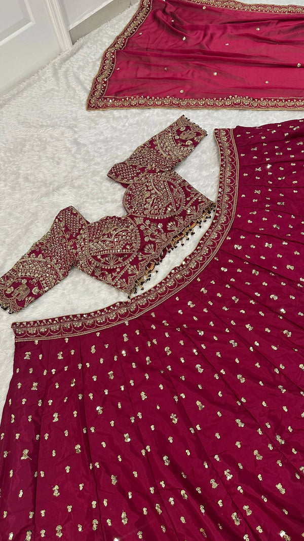 Magenta Malai Silk Lehenga Set ClothsVilla