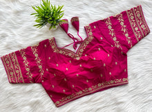 Load image into Gallery viewer, Magenta Rajbhog Silk Embroidered Blouse with Handcrafted Detailing ClothsVilla