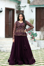 Load image into Gallery viewer, Magenta Red Premium Designer Sequins Embroidered Readymade Lehenga Choli Set ClothsVilla