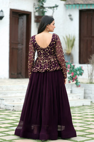 Magenta Red Premium Designer Sequins Embroidered Readymade Lehenga Choli Set ClothsVilla