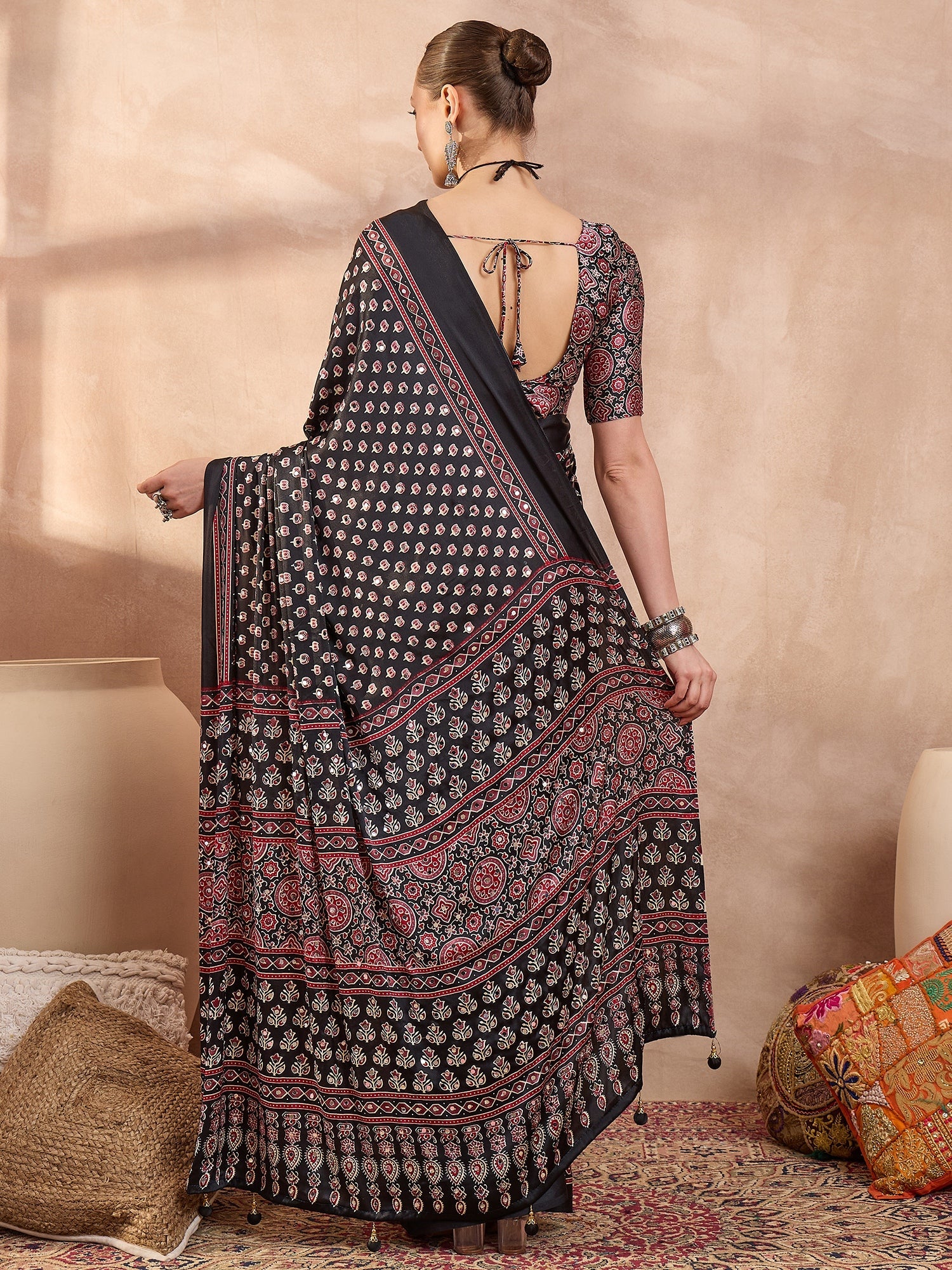 Maira Mirror Work Semi Modal Saree for Wedding & Party Wear ClothsVilla