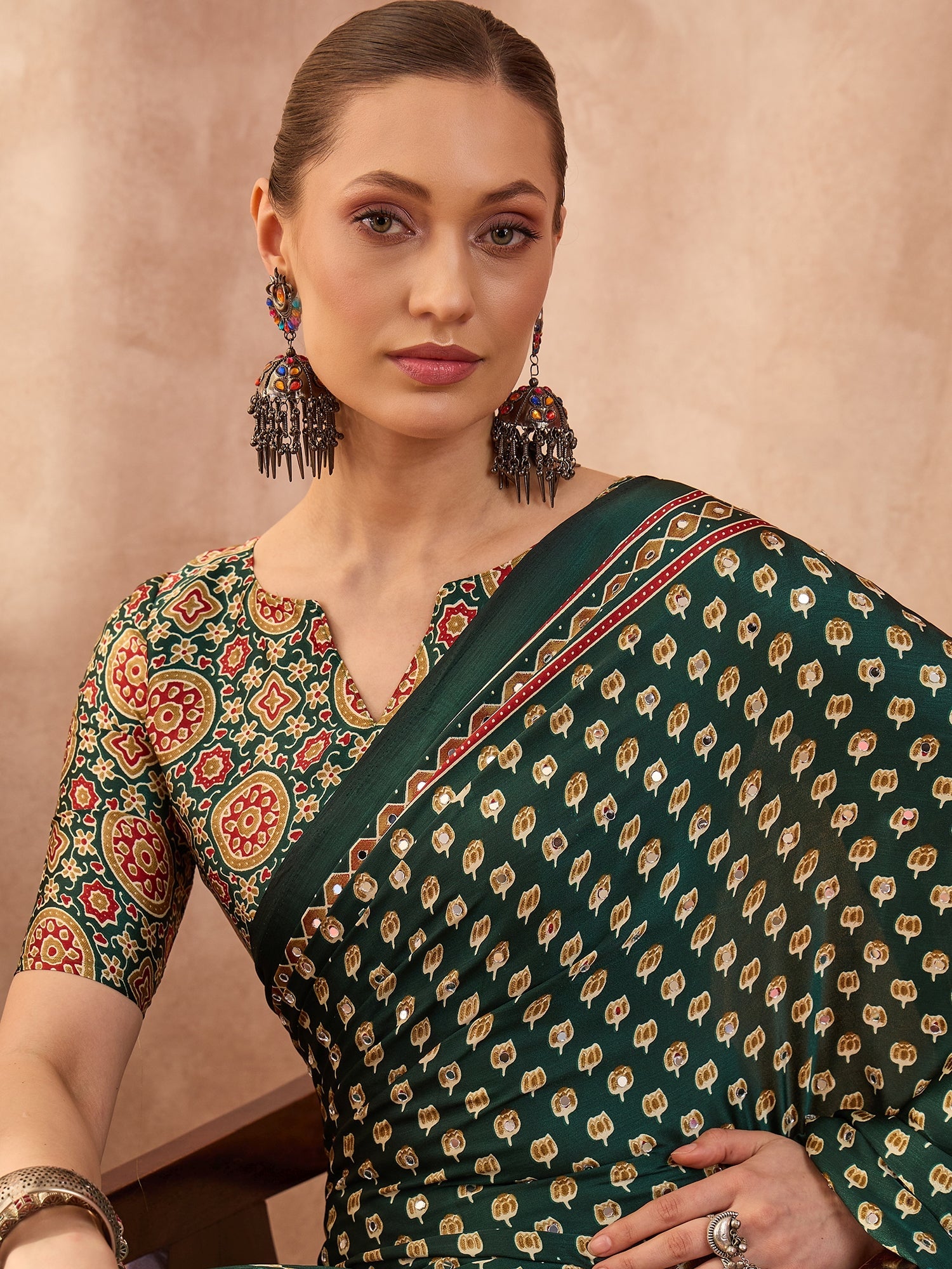 Maira Mirror Work Semi Modal Saree for Wedding & Party Wear ClothsVilla