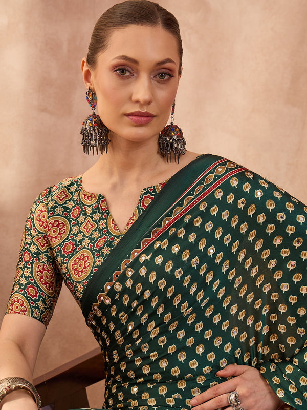 Maira Mirror Work Semi Modal Saree for Wedding & Party Wear ClothsVilla