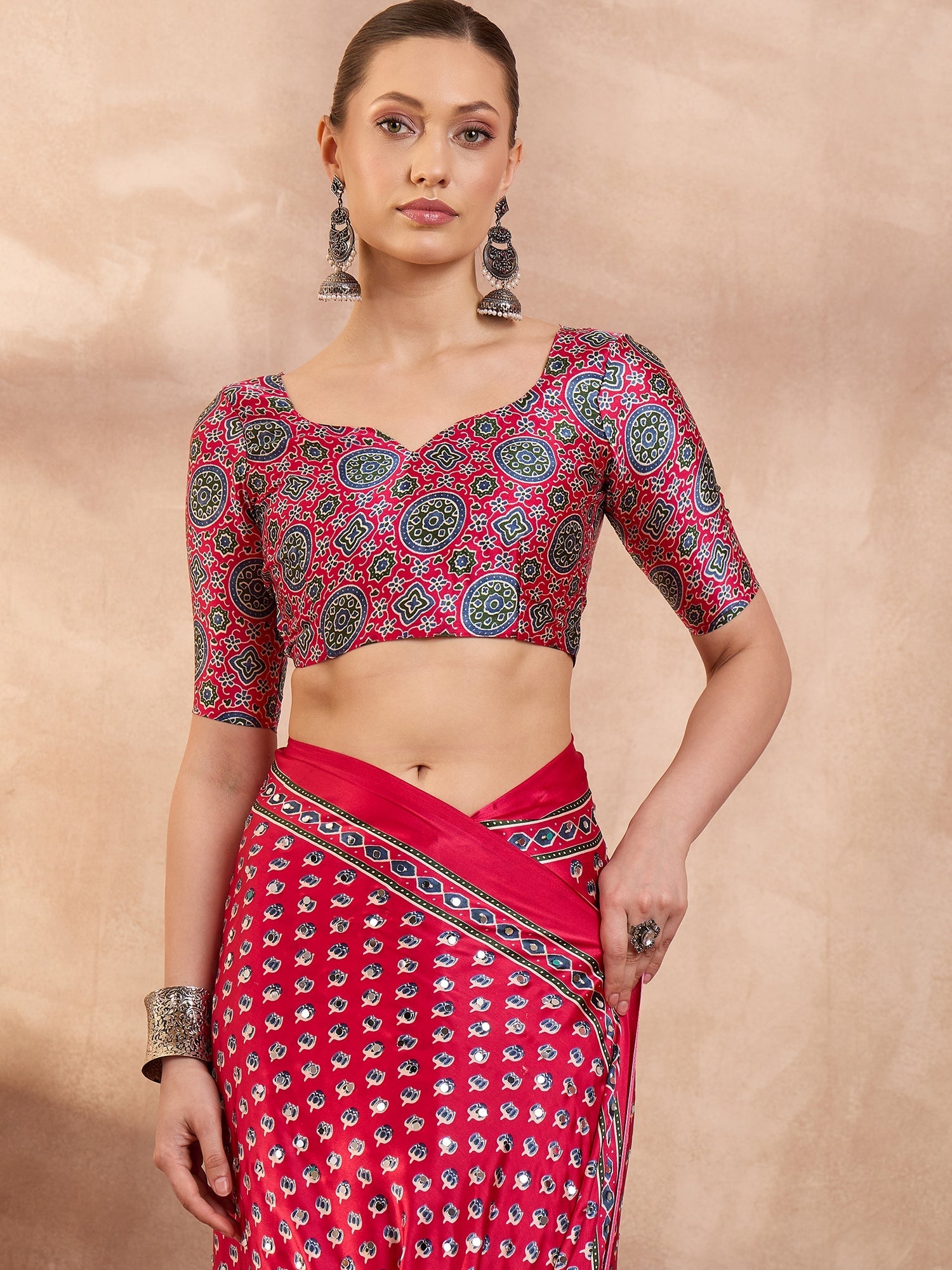 Maira Mirror Work Semi Modal Saree for Wedding & Party Wear ClothsVilla