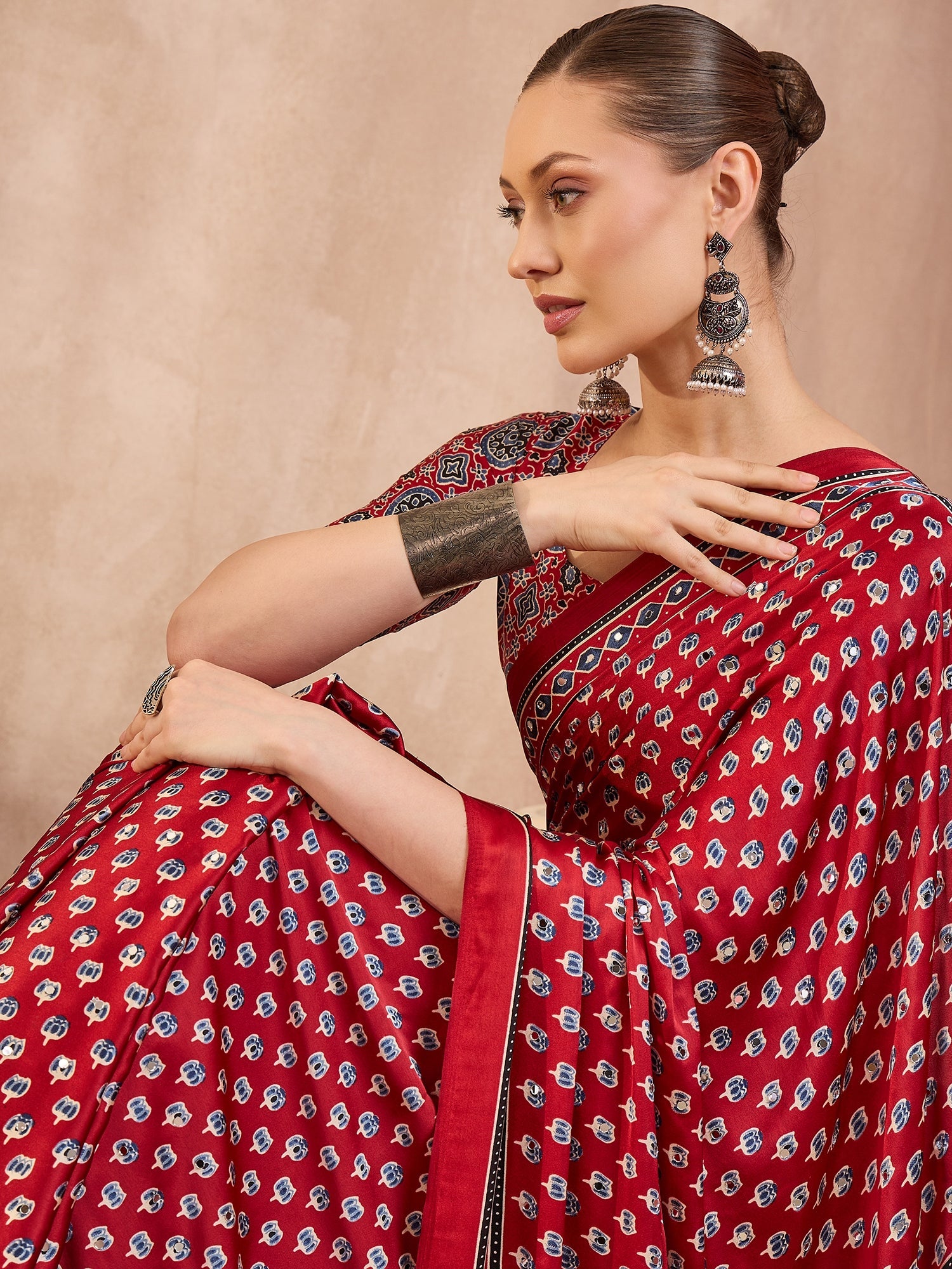 Maira Mirror Work Semi Modal Saree for Wedding & Party Wear ClothsVilla