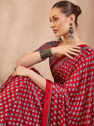 Maira Mirror Work Semi Modal Saree for Wedding & Party Wear ClothsVilla
