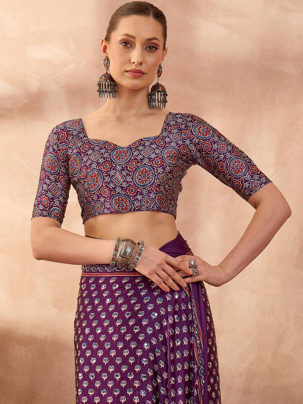 Maira Mirror Work Semi Modal Saree for Wedding & Party Wear ClothsVilla