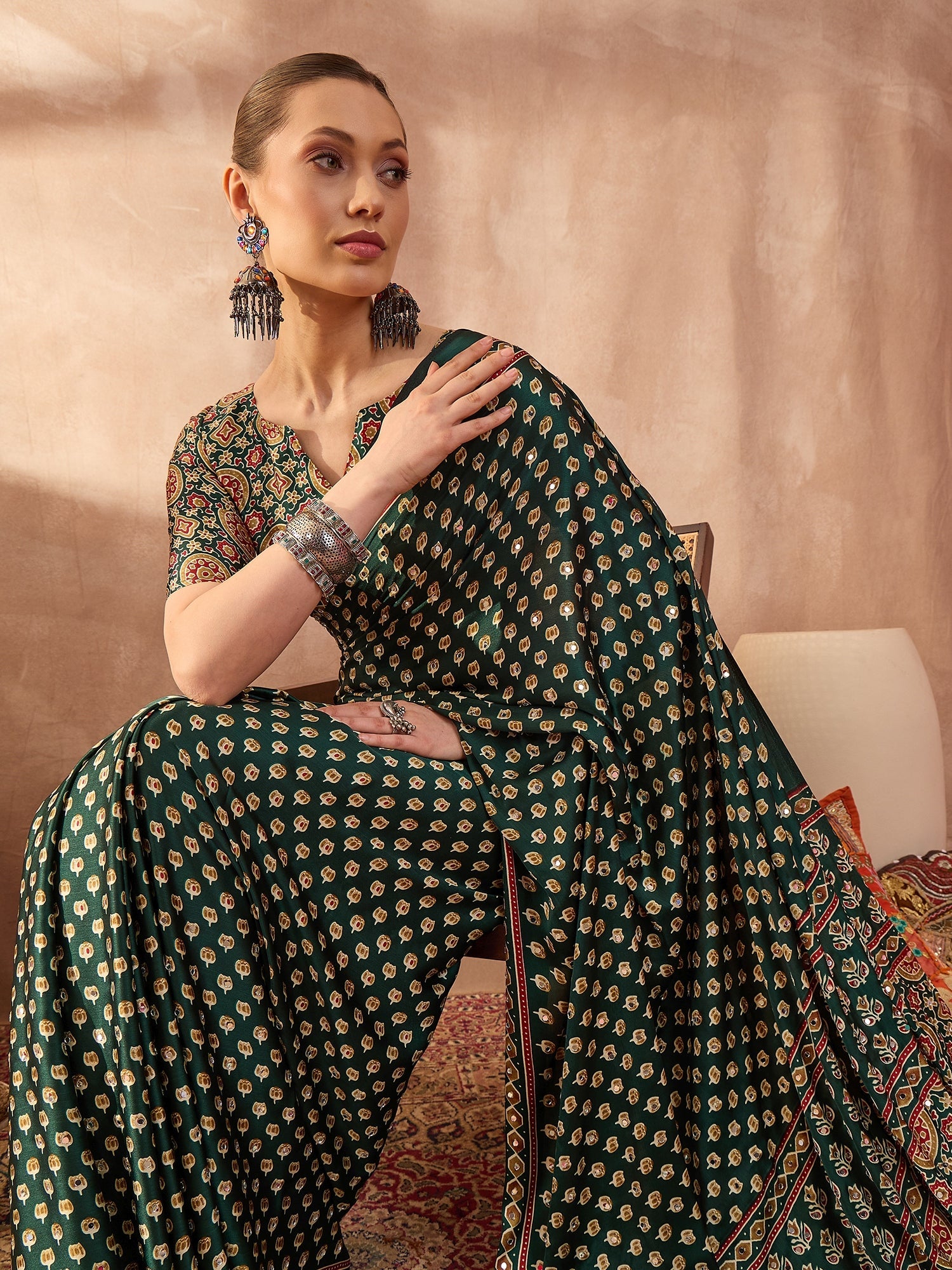 Maira Mirror Work Semi Modal Saree for Wedding & Party Wear ClothsVilla