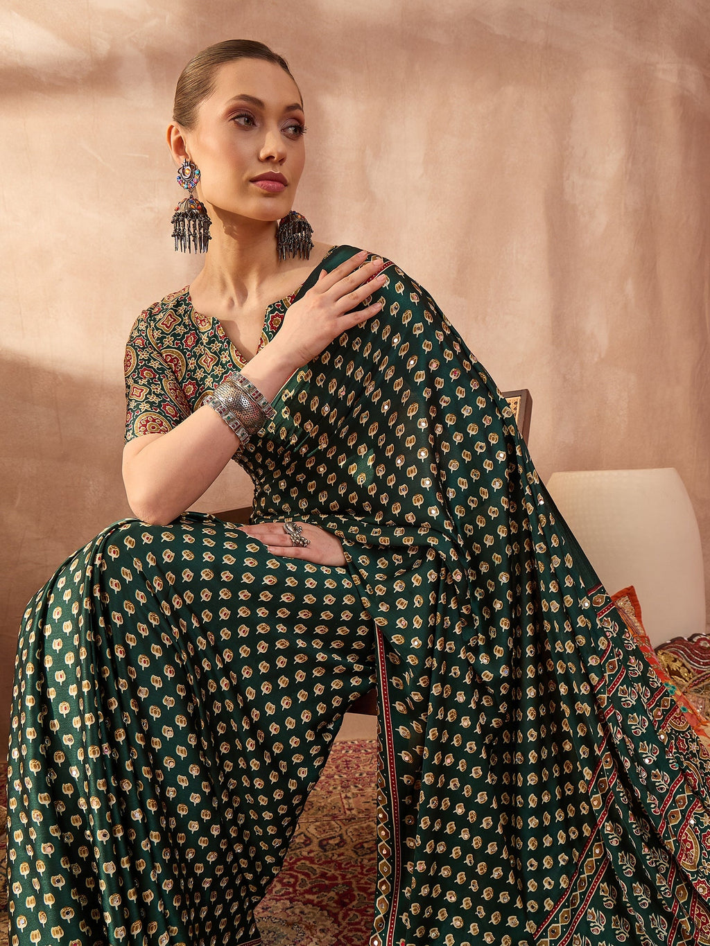 Maira Mirror Work Semi Modal Saree for Wedding & Party Wear ClothsVilla