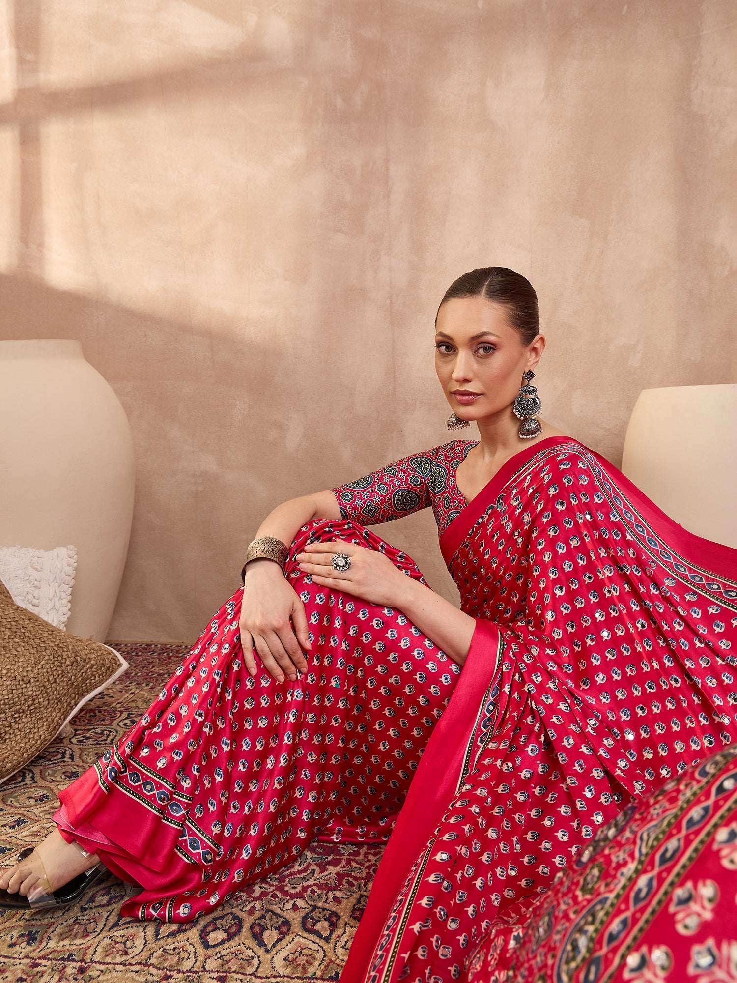 Maira Mirror Work Semi Modal Saree for Wedding & Party Wear ClothsVilla