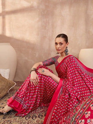 Maira Mirror Work Semi Modal Saree for Wedding & Party Wear ClothsVilla
