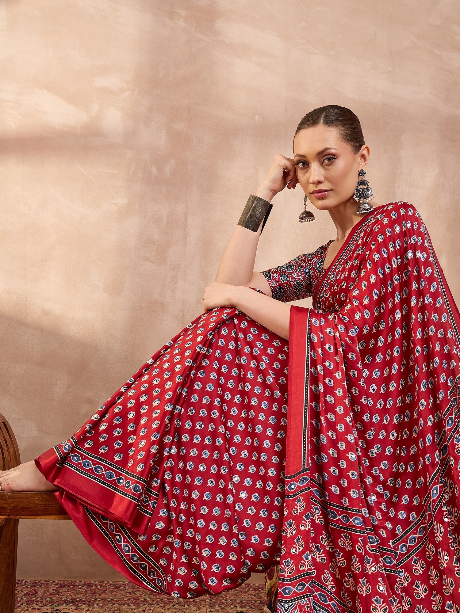 Maira Mirror Work Semi Modal Saree for Wedding & Party Wear ClothsVilla