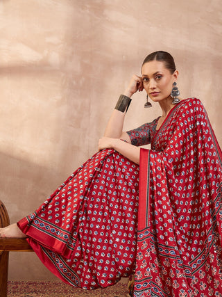 Maira Mirror Work Semi Modal Saree for Wedding & Party Wear ClothsVilla