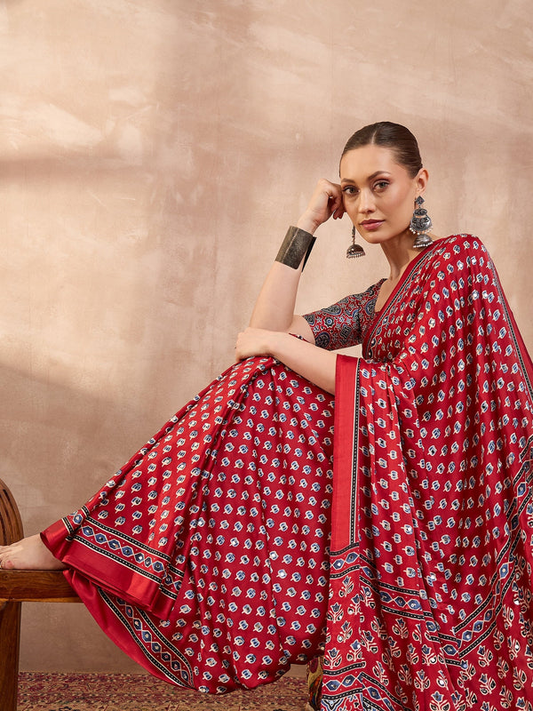 Maira Mirror Work Semi Modal Saree for Wedding & Party Wear ClothsVilla