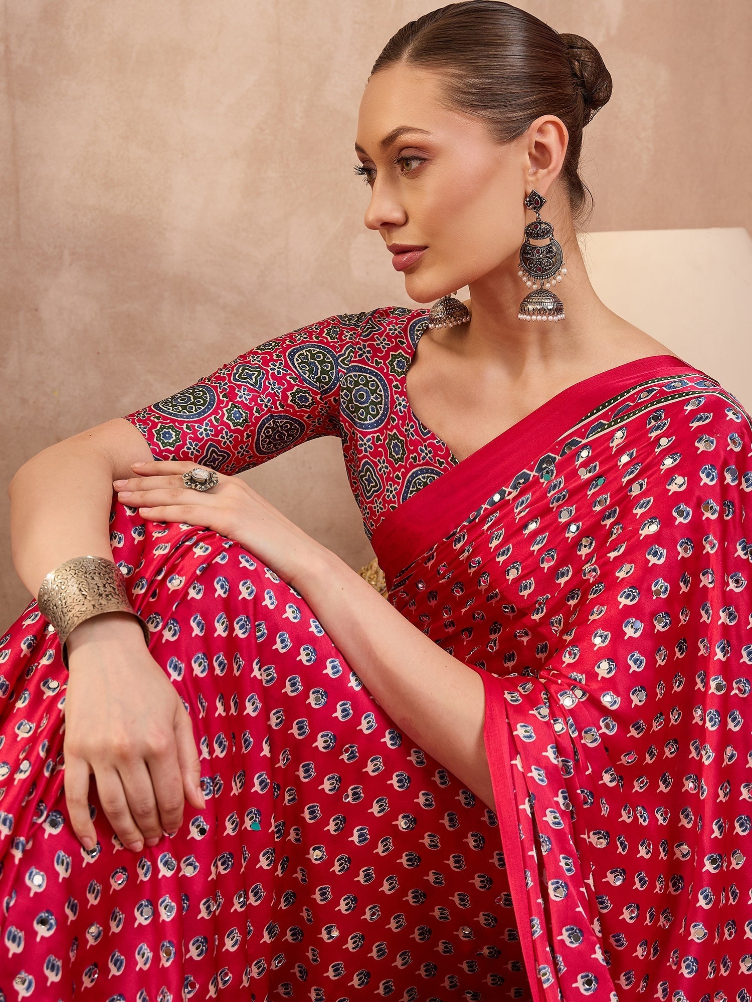Maira Mirror Work Semi Modal Saree for Wedding & Party Wear ClothsVilla