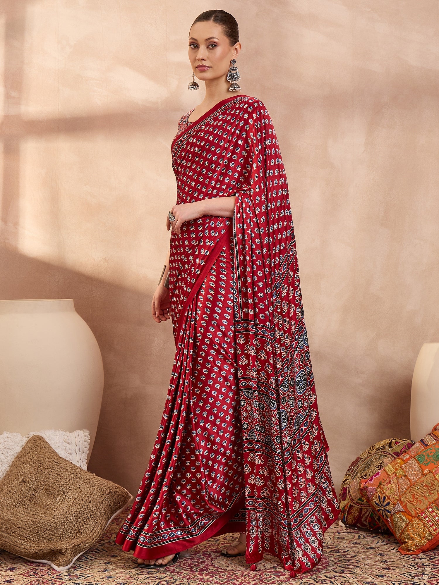 Maira Mirror Work Semi Modal Saree for Wedding & Party Wear ClothsVilla