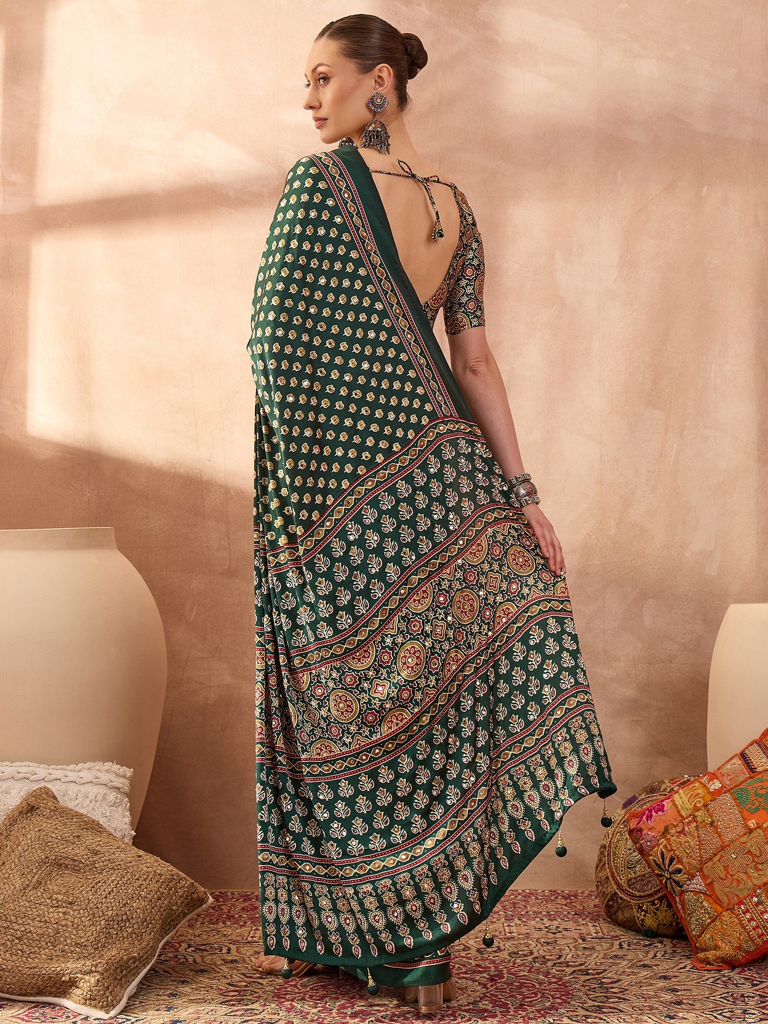 Maira Mirror Work Semi Modal Saree for Wedding & Party Wear ClothsVilla