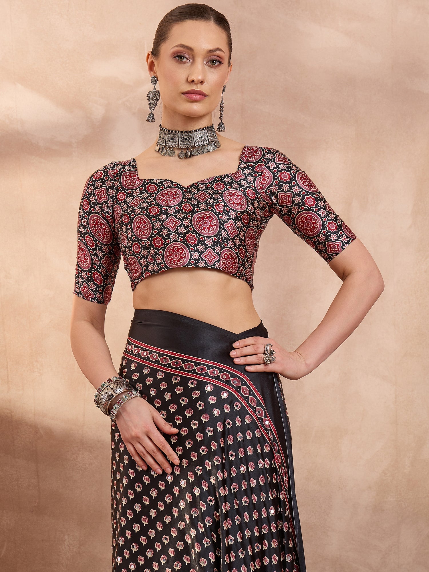 Maira Mirror Work Semi Modal Saree for Wedding & Party Wear ClothsVilla