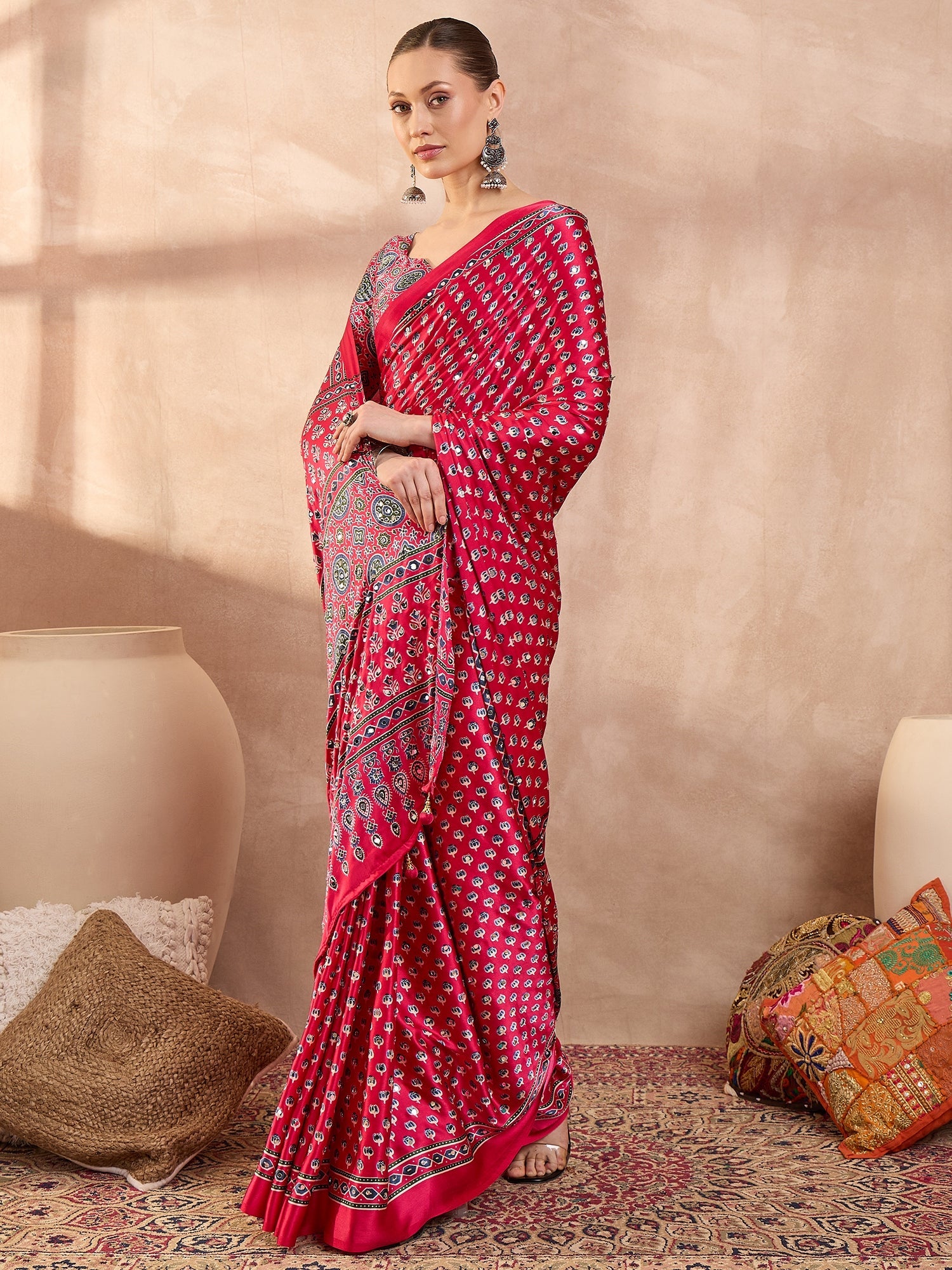 Maira Mirror Work Semi Modal Saree for Wedding & Party Wear ClothsVilla