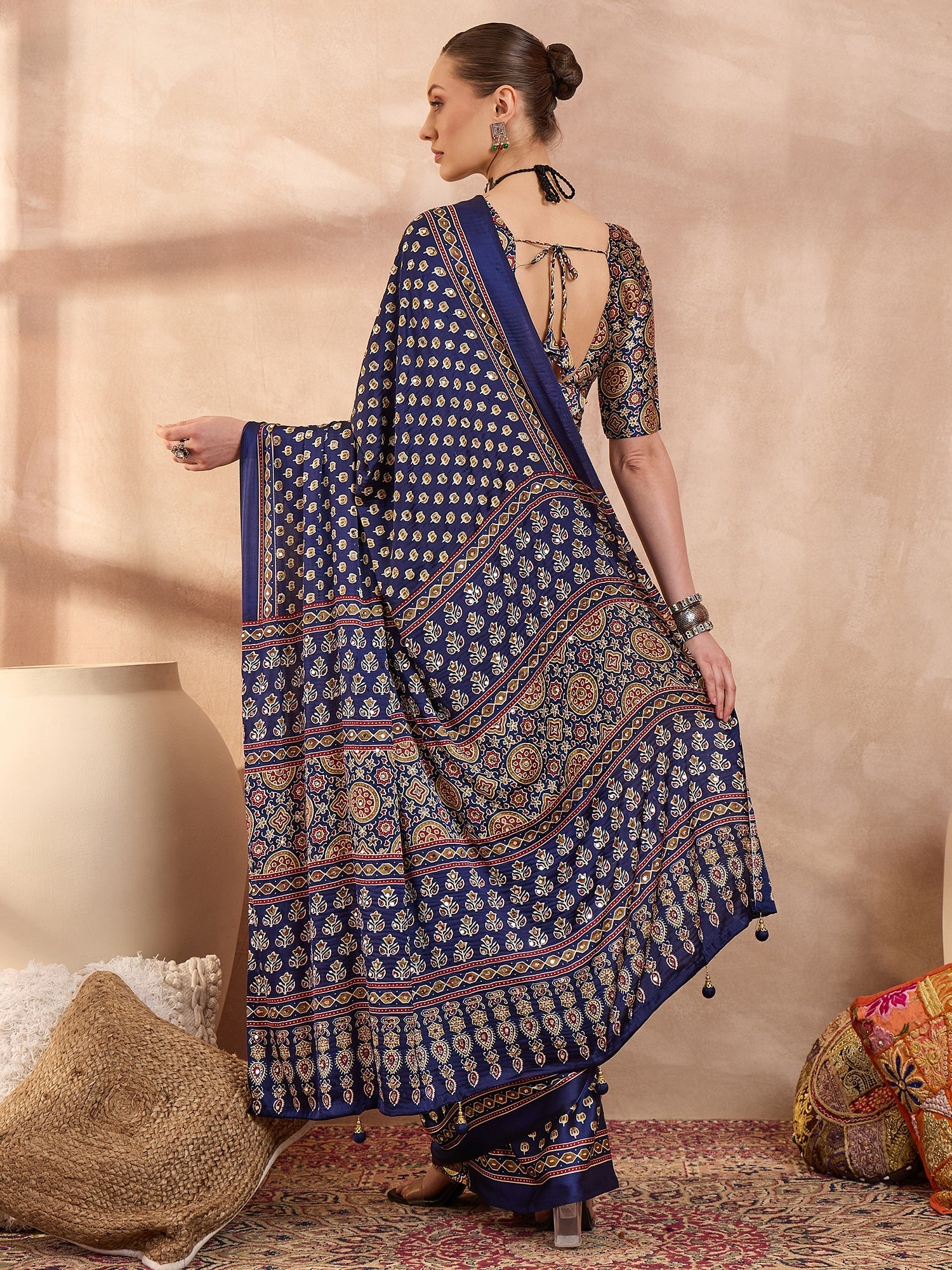 Maira Mirror Work Semi Modal Saree for Wedding & Party Wear ClothsVilla