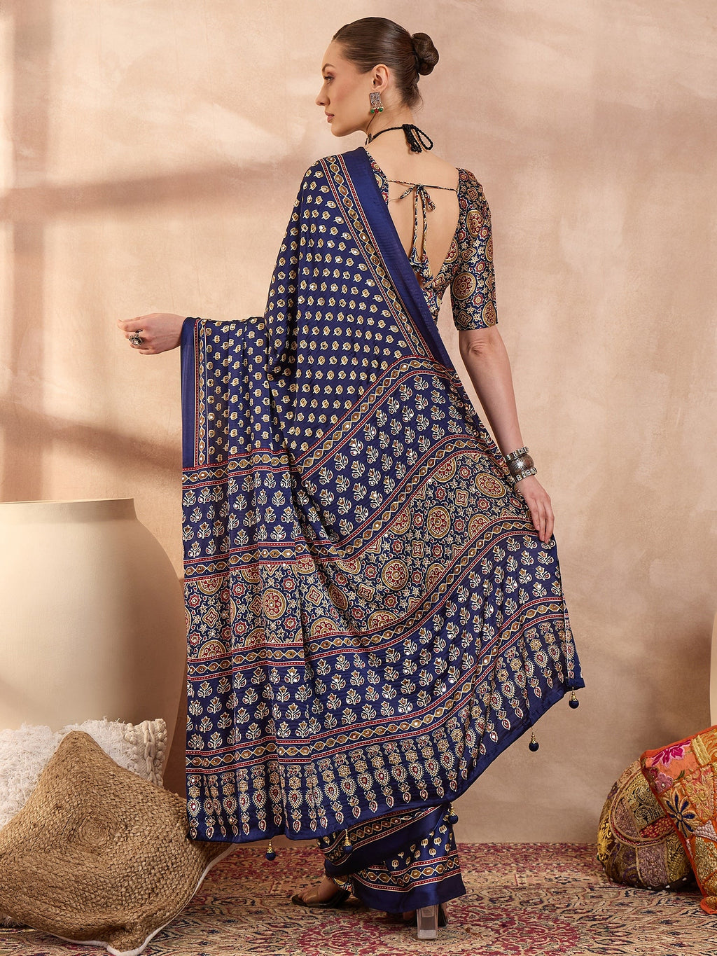 Maira Mirror Work Semi Modal Saree for Wedding & Party Wear ClothsVilla