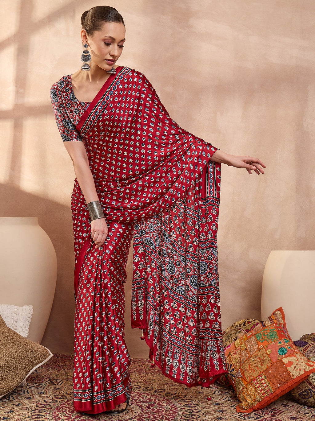 Maira Mirror Work Semi Modal Saree for Wedding & Party Wear ClothsVilla