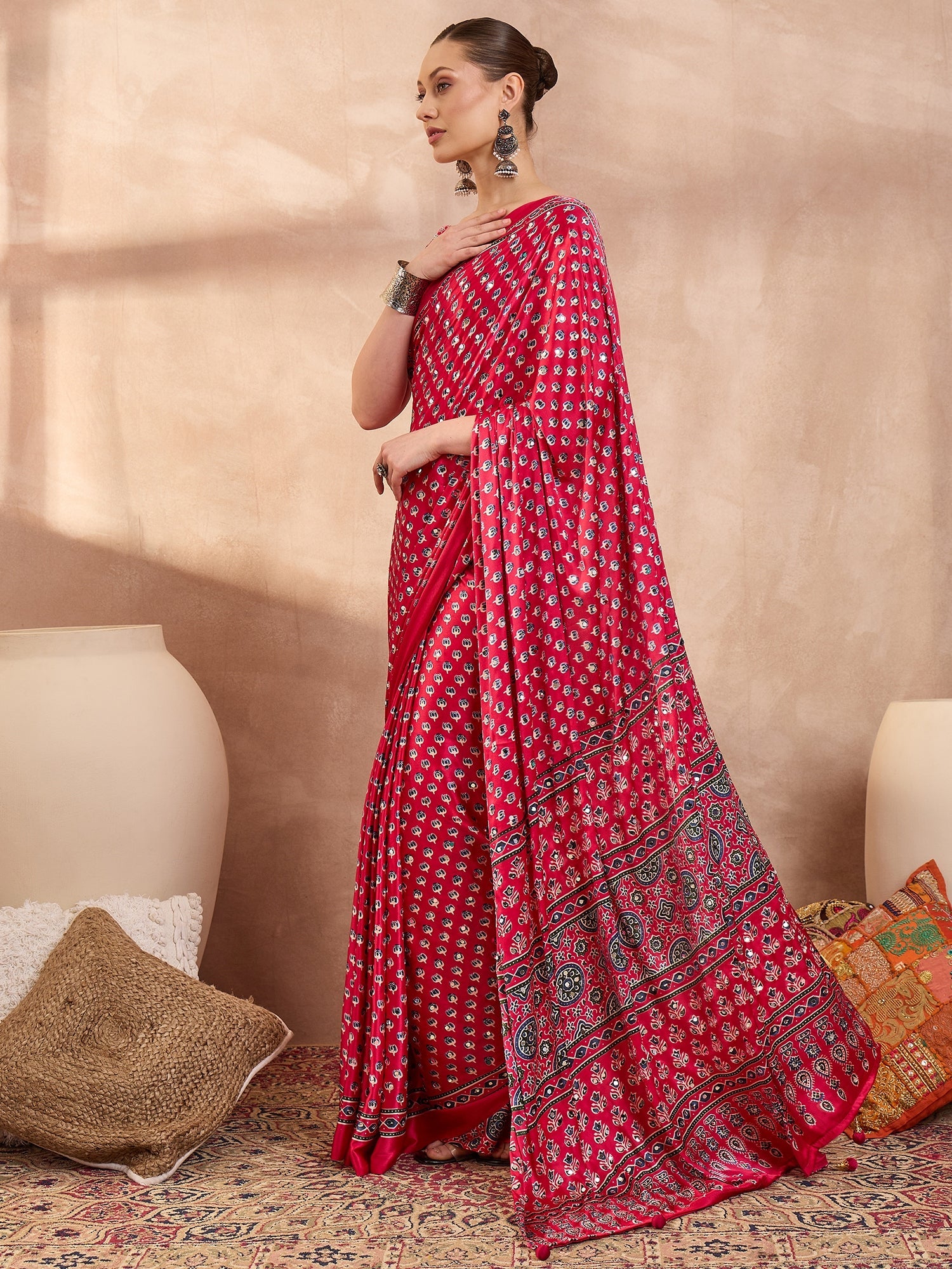 Maira Mirror Work Semi Modal Saree for Wedding & Party Wear ClothsVilla