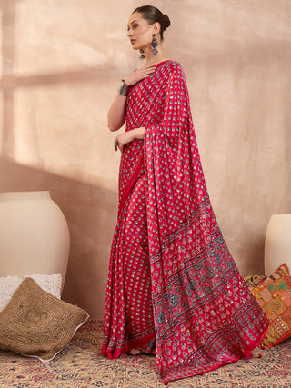 Maira Mirror Work Semi Modal Saree for Wedding & Party Wear ClothsVilla