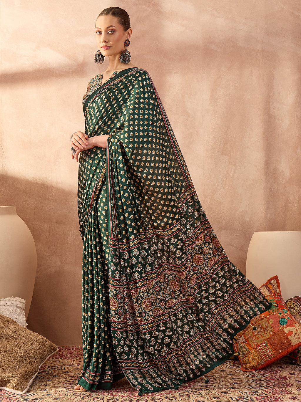 Maira Mirror Work Semi Modal Saree for Wedding & Party Wear ClothsVilla