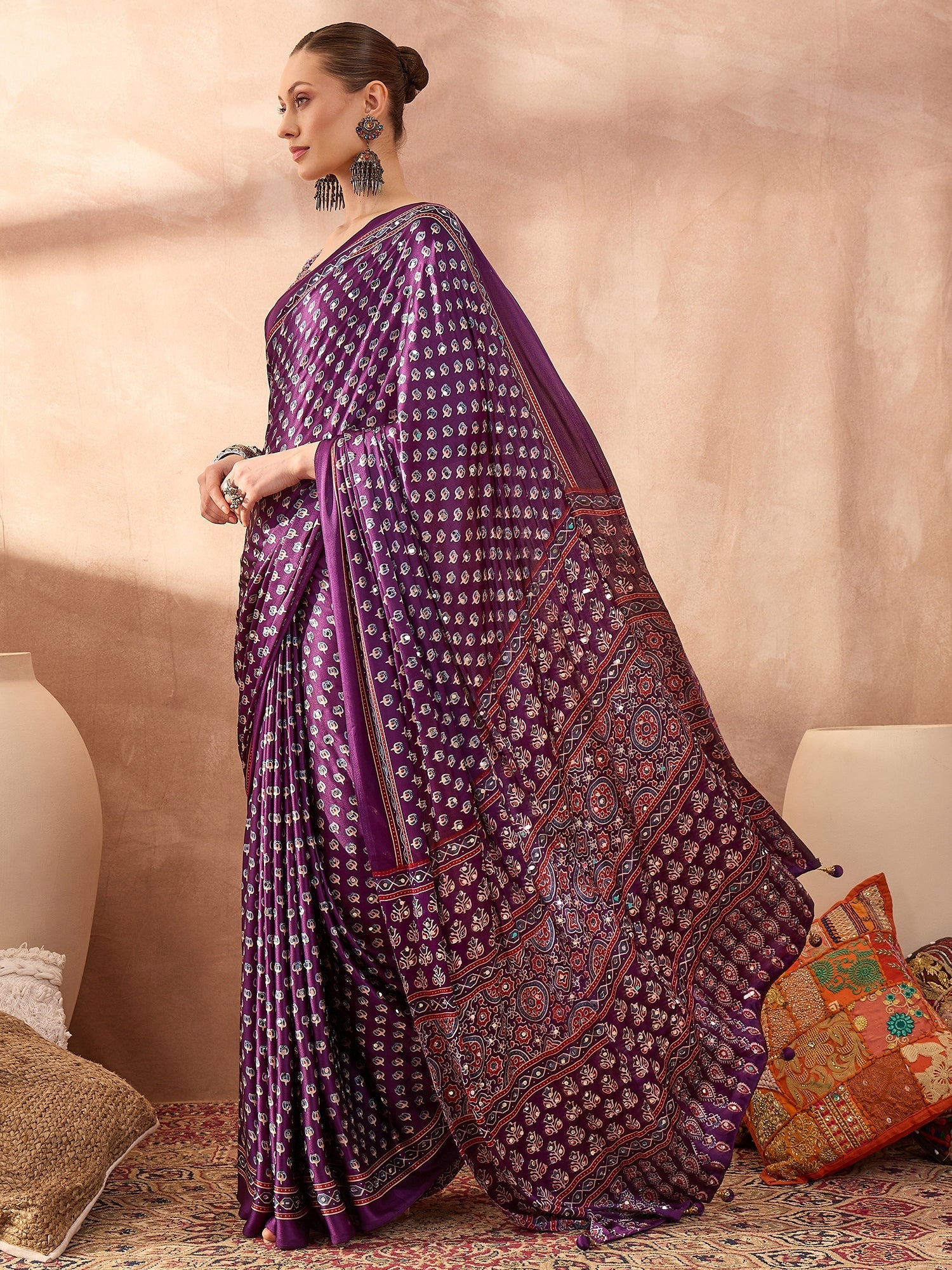 Maira Mirror Work Semi Modal Saree for Wedding & Party Wear ClothsVilla