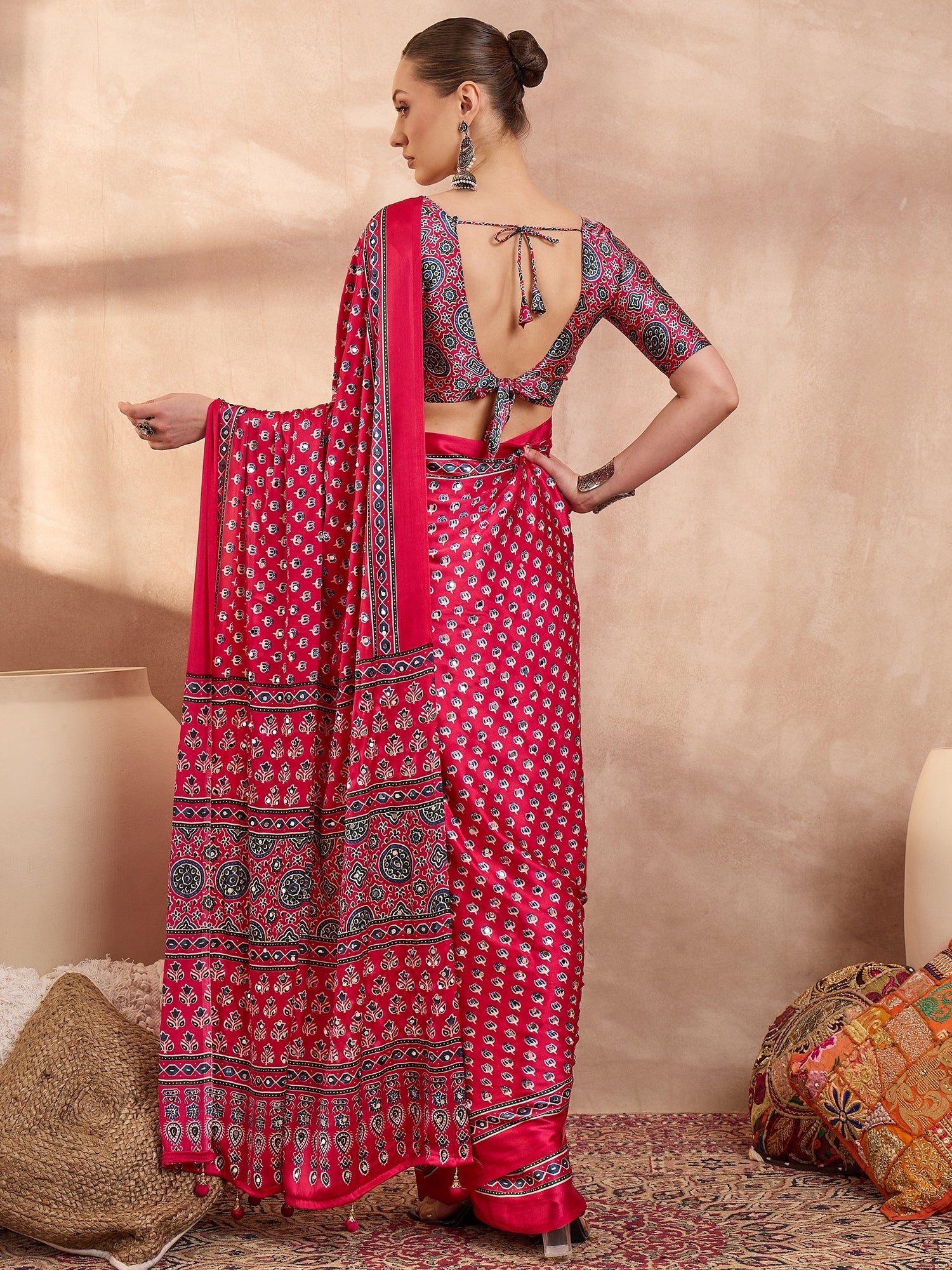 Maira Mirror Work Semi Modal Saree for Wedding & Party Wear ClothsVilla