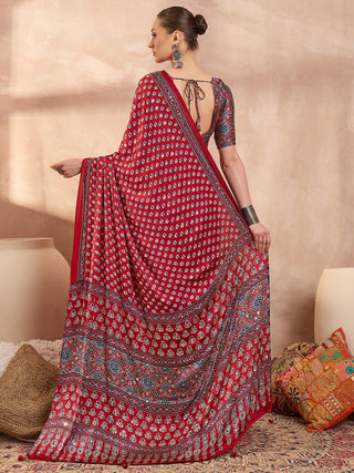 Maira Mirror Work Semi Modal Saree for Wedding & Party Wear ClothsVilla