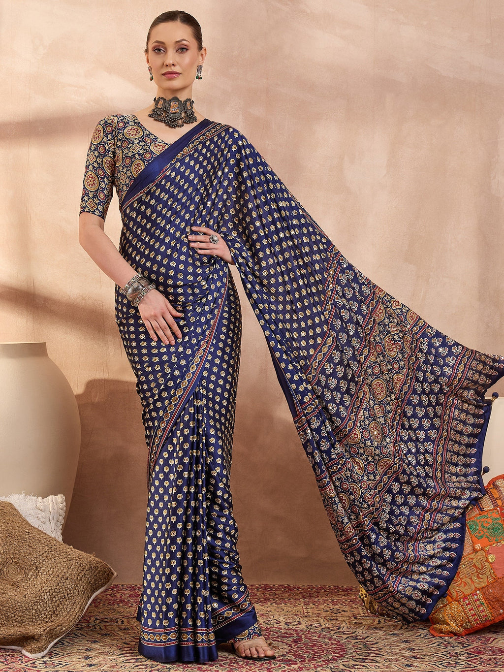 Maira Mirror Work Semi Modal Saree for Wedding & Party Wear ClothsVilla