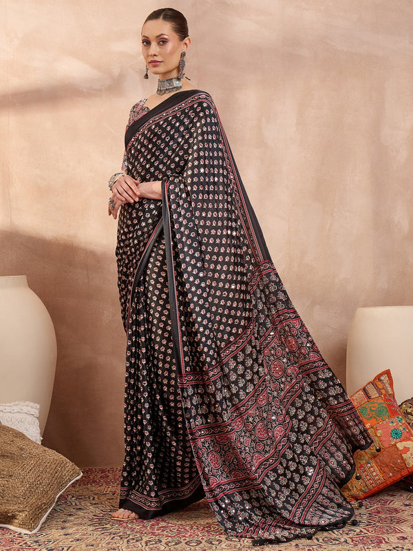 Maira Mirror Work Semi Modal Saree for Wedding & Party Wear ClothsVilla