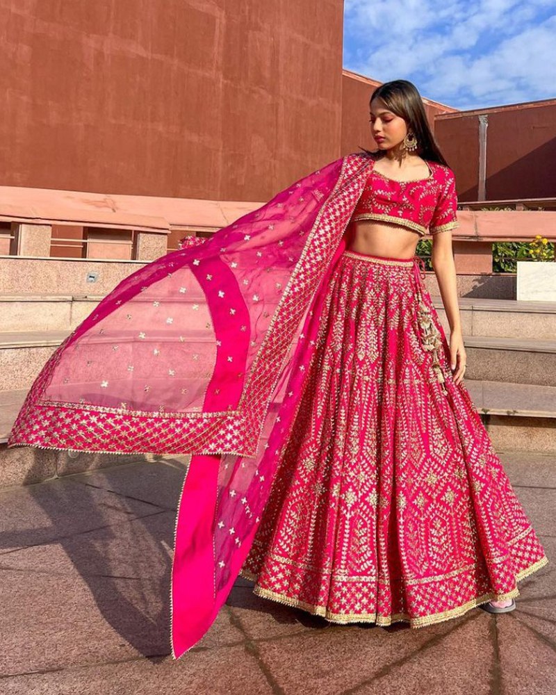 Malai Satin Silk Lehenga Choli Set with Embroidered Dupatta ClothsVilla