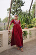 Load image into Gallery viewer, Maroon 14 Kg Rayon Kutchi Gamthi Embroidered Kurti ClothsVilla