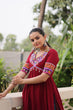 Load image into Gallery viewer, Maroon 14 Kg Rayon Kutchi Gamthi Embroidered Kurti ClothsVilla