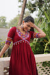 Load image into Gallery viewer, Maroon 14 Kg Rayon Kutchi Gamthi Embroidered Kurti ClothsVilla