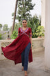 Load image into Gallery viewer, Maroon 14 Kg Rayon Kutchi Gamthi Embroidered Kurti ClothsVilla