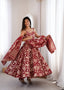 Maroon Banarasi silk Anarkali Gown ClothsVilla
