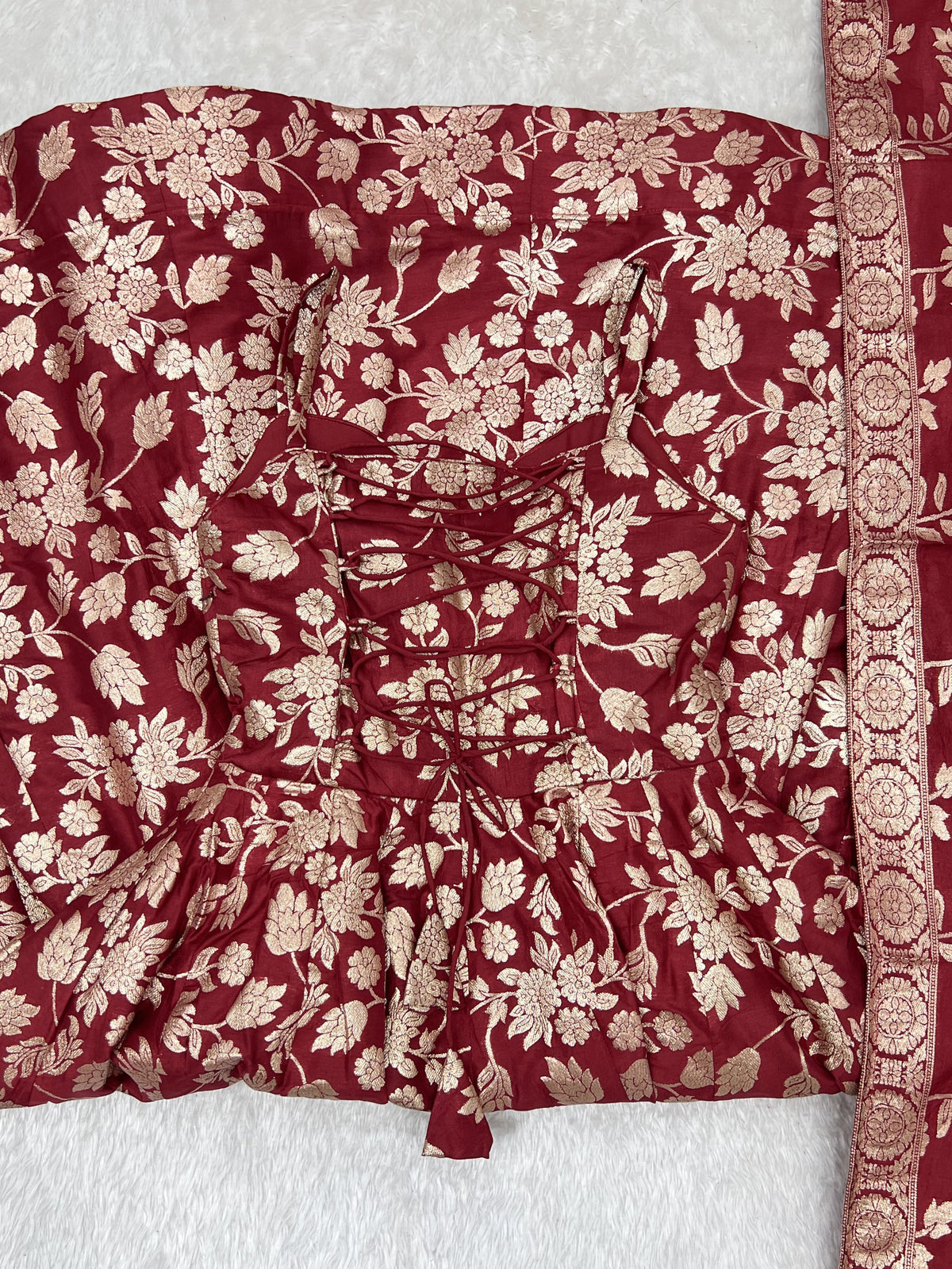 Maroon Banarasi silk Anarkali Gown ClothsVilla