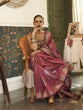 Load image into Gallery viewer, Maroon Banarasi Silk Blend Saree with Unstitched Blouse Piece ClothsVilla