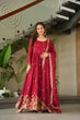 Load image into Gallery viewer, Maroon Chinnon Embroidered Zari &amp; Sequins Work Gown with Designer Dupatta – Festive &amp; Party Wear ClothsVilla