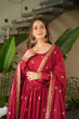 Load image into Gallery viewer, Maroon Chinnon Embroidered Zari &amp; Sequins Work Gown with Designer Dupatta – Festive &amp; Party Wear ClothsVilla