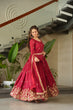Load image into Gallery viewer, Maroon Chinnon Embroidered Zari &amp; Sequins Work Gown with Designer Dupatta – Festive &amp; Party Wear ClothsVilla