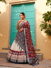 Load image into Gallery viewer, Maroon Color Patola Print Tussar Silk Lehenga Choli with Foil Detailing ClothsVilla