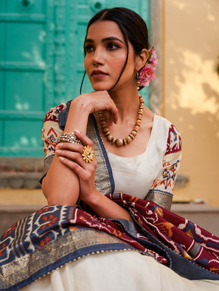 Maroon Color Patola Print Tussar Silk Lehenga Choli with Foil Detailing ClothsVilla