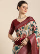 Load image into Gallery viewer, Maroon Color Printed With Zari Border Dola Silk Saree Clothsvilla